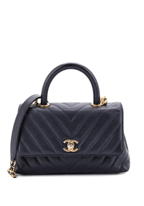 CHANEL Pre-Owned Coco Top Handle Bag Chevron Caviar Mini shoulder bag - Blue