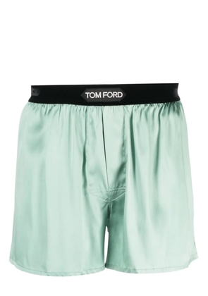 TOM FORD logo-waist silk boxers - Green
