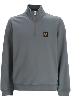 Belstaff logo-patch short-zip sweatshirt - Green