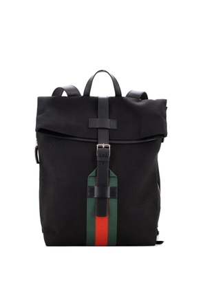 Gucci Pre-Owned Web Fold Over Techno Canvas Medium backpack - Black