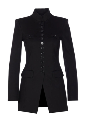 Patrizia Pepe mandarin-collar button-fastening fitted jacket - Black