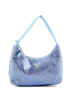 Prada Pre-Owned Re-Edition 2000 Crystal Embellished Satin Mini hobo bag - Blue