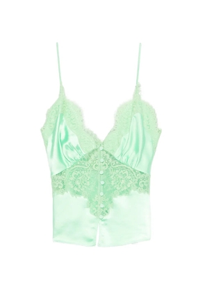 Self-Portrait lace buttoned top - Green
