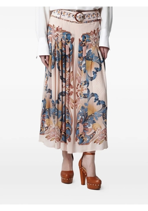 FARM Rio belted floral midi skirt - Neutrals