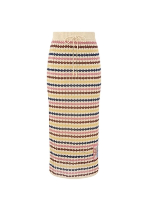 ZIMMERMANN Awaken striped drawstring-fastening midi skirt - Neutrals