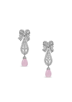 Anabela Chan rhodium vermeil and 14k white gold Dentelle Bow kunzite and diamond earrings - Purple