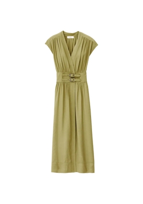 Ba&Sh Dove buckle-detail V-neck midi dress - Green