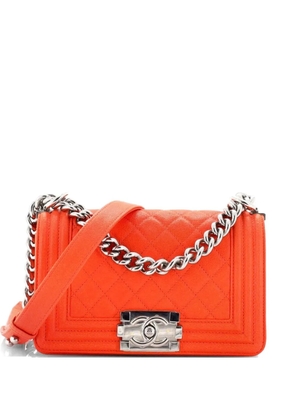 CHANEL Pre-Owned Boy Flap Bag Quilted Caviar Small crossbody bag - Orange