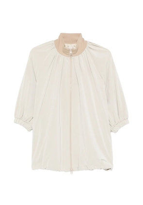 Alysi gathered high-neck jacket - Neutrals