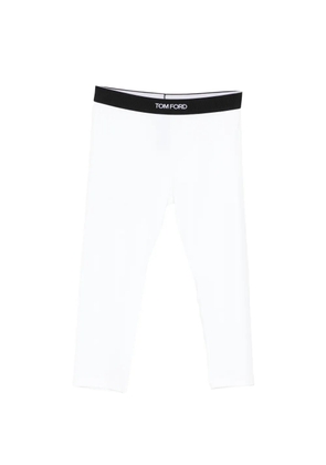 TOM FORD logo-waistband cropped leggings - White