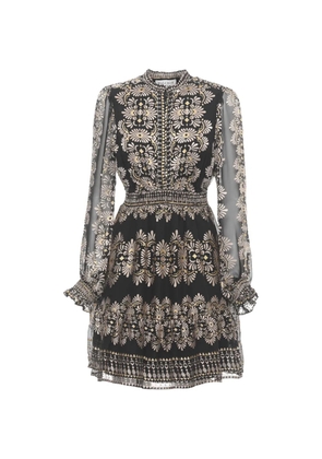 Hale Bob Jaycee buttoned patterned mini dress - Black