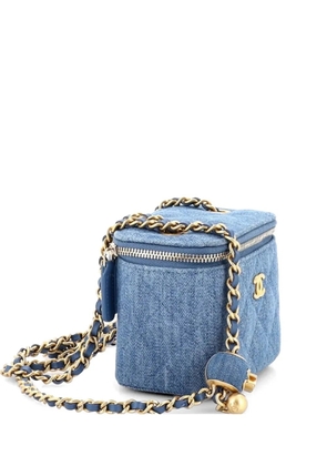 CHANEL Pre-Owned Pearl Crush Vanity Case with Chain Quilted Denim Mini clutch bag - Blue