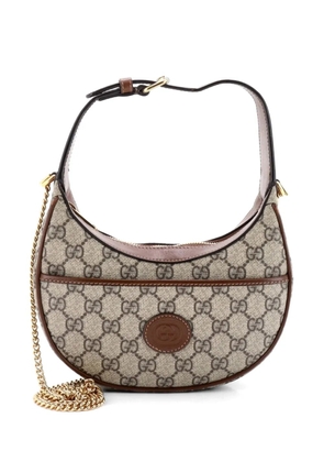 Gucci Pre-Owned Interlocking G Patch Half Moon GG Coated Canvas Mini hobo bag - Brown
