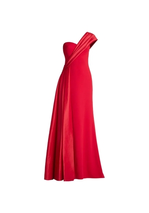Tadashi Shoji one-shoulder draped dress - Red