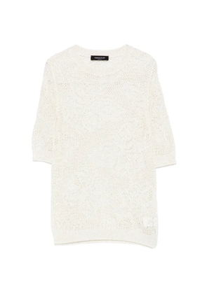 Fabiana Filippi openwork sparkle T-shirt - Neutrals