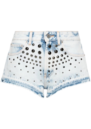 Alessandra Rich studded denim shorts - Blue