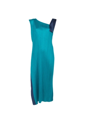 Pleats Please Issey Miyake Pointe pleated one-shoulder midi dress - Blue