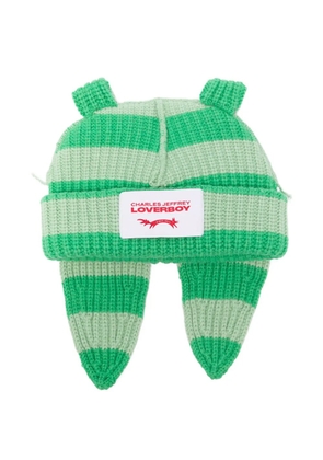 Charles Jeffrey Loverboy Chunky Rabbit striped beanie hat - Green