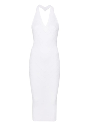 Balmain V-neck halterneck midi dress - White