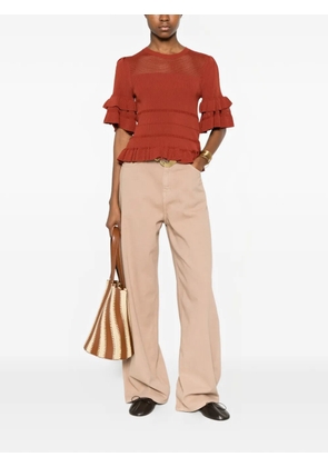 TWINSET ruffled knitted top - Brown