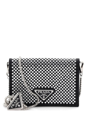 Prada Pre-Owned Flap Card Holder with Chain Satin with Crystals crossbody bag - Black