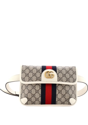 Gucci Pre-Owned Ophidia Flap GG Coated Canvas with Leather belt bag - White