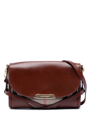 Burberry Pre-Owned 2000-2017 Leather and House Check Canvas Bridle Abbott crossbody bag - Brown