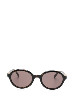 Gucci Eyewear logo-detail oval-frame sunglasses - Brown