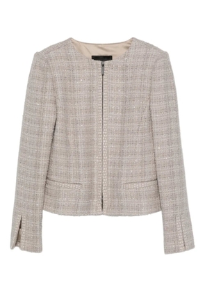 Emporio Armani tweed sequin-embellished jacket - Grey