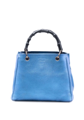 Gucci Pre-Owned 2016-2026 Small Metallic Calfskin Bamboo Shopper satchel - Blue