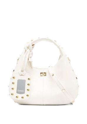 GANNI logo-detail studs tote bag - Neutrals