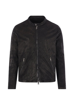 Giorgio Brato zipped leather biker jacket - Black