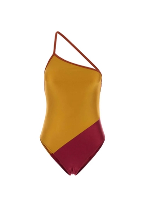 Saint Laurent one-shoulder two-tone swimsuit - Yellow
