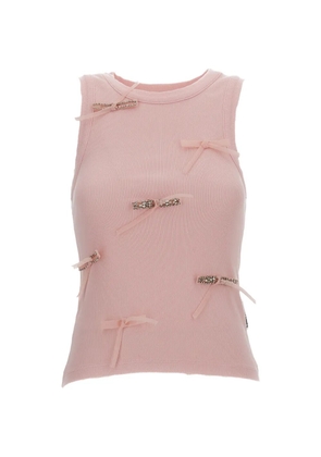 DES PHEMMES ribbon embellishment top - Pink