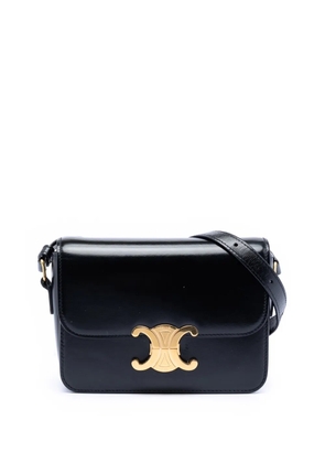 Celine Pre-Owned 2020 Teen Shiny Calfskin Triomphe crossbody bag - Black