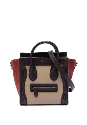 Celine Pre-Owned 2012 Nano Tricolor Calfskin and Suede Luggage Tote satchel - Brown