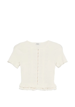 SANDRO ruffled buttoned cardigan - Neutrals