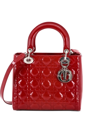 Christian Dior Pre-Owned Lady Dior Bag Cannage Quilt Patent Medium satchel - Red