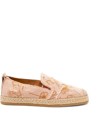 Hogan floral-print frayed espadrille - Orange