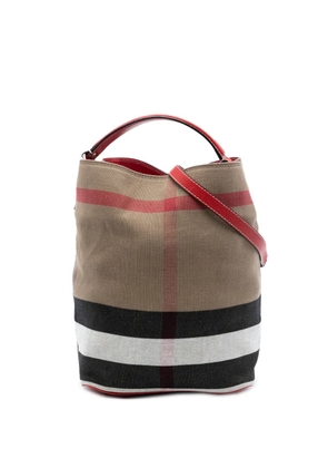 Burberry Pre-Owned 2000-2017 Medium Mega Check Canvas Ashby Bucket Bag satchel - Brown