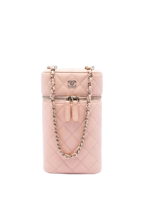 CHANEL Pre-Owned 2020 CC Quilted Lambskin Phone Holder with Chain crossbody bag - Pink