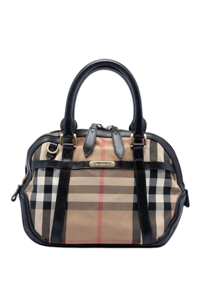 Burberry Pre-Owned 2000-2017 Small Leather Trimmed House Check Canvas Bridle Orchard satchel - Brown