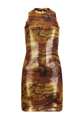Roberto Cavalli sequin round-neck mini dress - Brown