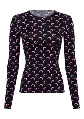 Marine Serre moon printed jersey top - Black