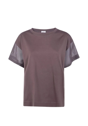 Brunello Cucinelli mesh panelled T-shirt - Brown