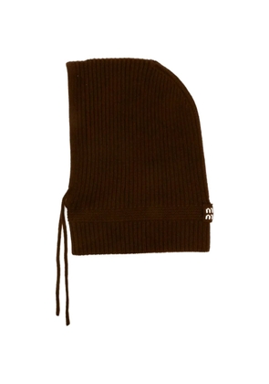 Miu Miu tie-detail beanie hat - Brown