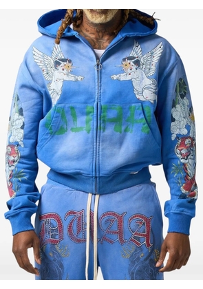 duaa Garden angel tiger graphic hoodie - Blue
