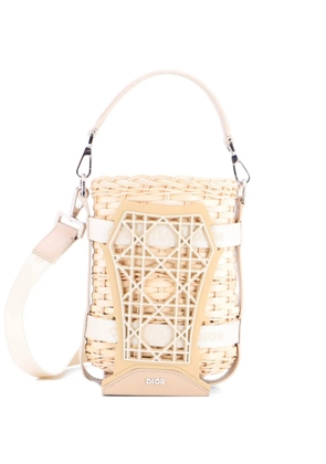Christian Dior Pre-Owned Sahara Basket Bag Wicker Raffia with Leather bucket bag - Neutrals