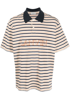 Lanvin logo-embroidered striped polo shirt - Neutrals