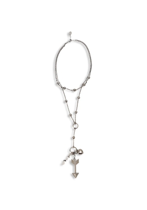 RED(V) layered charm necklace - Silver